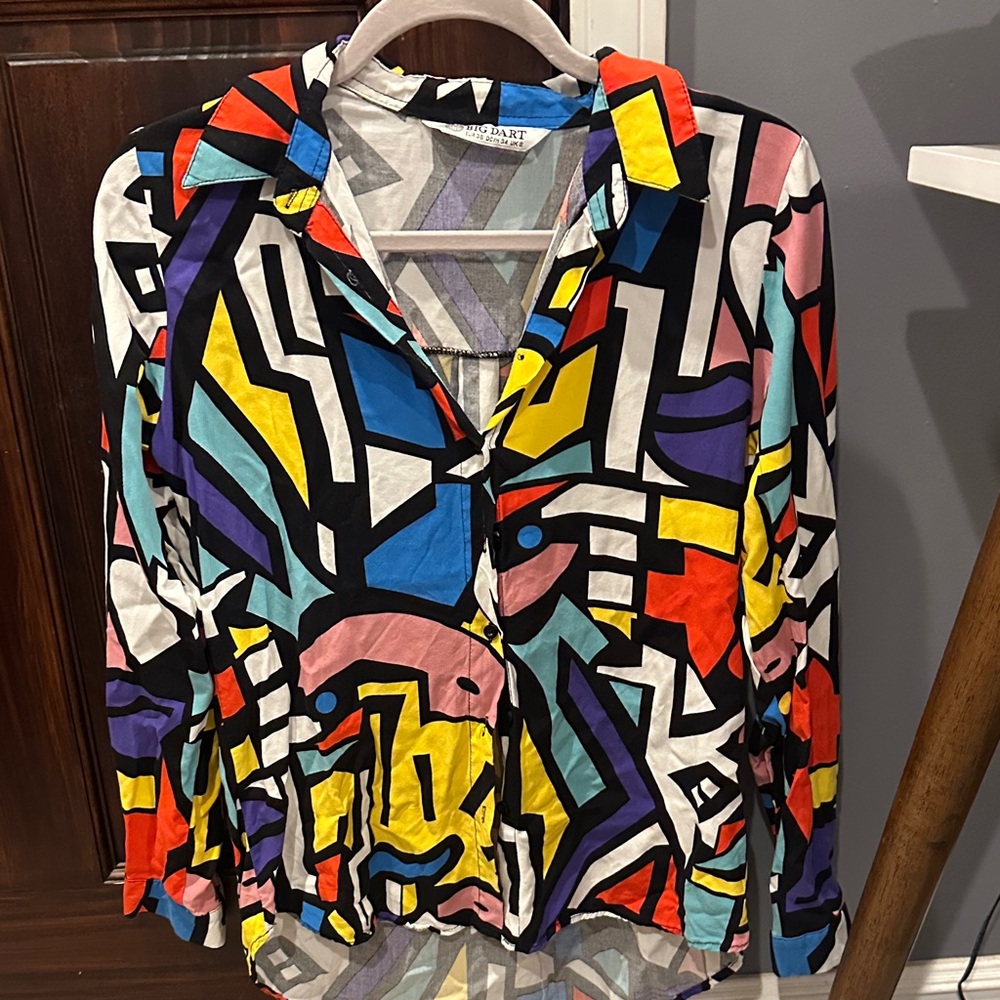 Colorful Abstract Button-Up Shirt